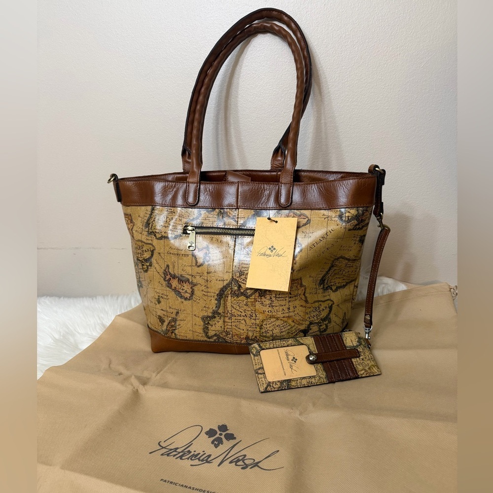 Patricia Nash Tan and Brown Map Print Tote